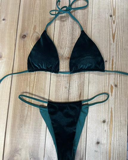 PGL Triangle tamsiai žalias surišamas bikinis