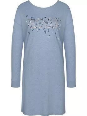 Triumph melsvos spalvos  medvilniniai naktinukai ilgomis rankovėmis Nightdresses NDK LSL 10