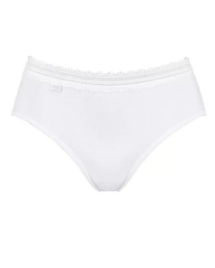Sloggi 44(XXL) dydžio moteriškos baltos spalvos kelnaitės Feel Natural Lace Midi C2P