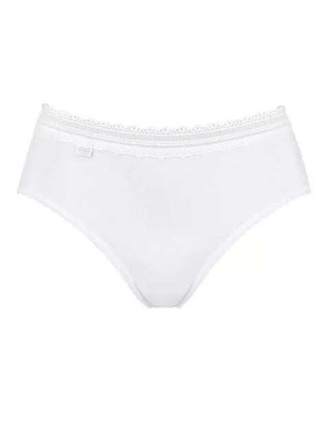 Sloggi 44(XXL) dydžio moteriškos baltos spalvos kelnaitės Feel Natural Lace Midi C2P