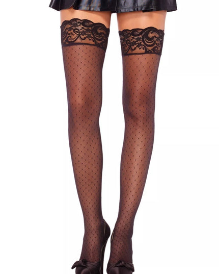 Leg Avenue seksualios juodos Diamand Sheer kojinės Stay Up