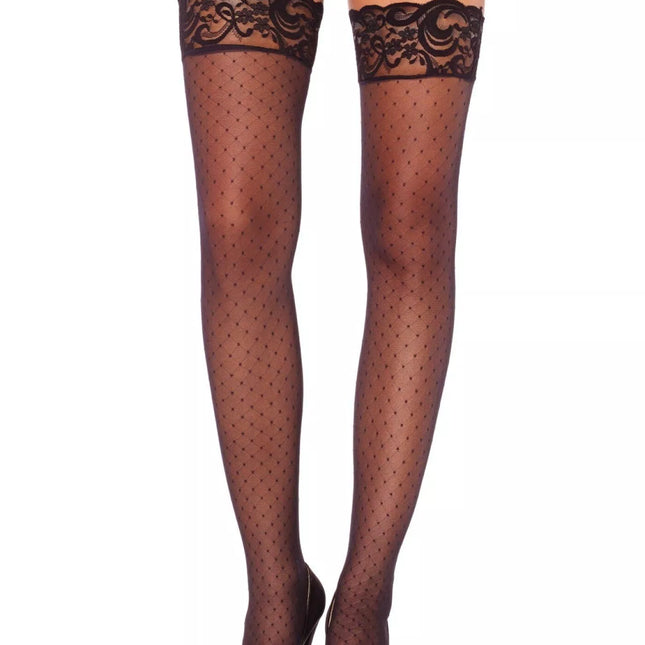 Leg Avenue seksualios juodos Diamand Sheer kojinės Stay Up
