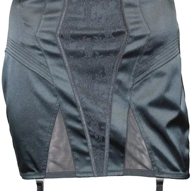 Triumph 44(XXL) dydžio juodos spalvos formuojantis liekninantis apatinis sijonas su prisegamais kojinių dirželiais   Vintage Satin Skirt