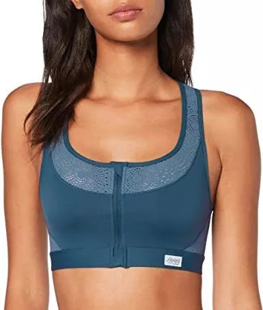 Triumph 75C dydžio melsva sportinė  liemenėlė su užtrauktuku women move FLY N