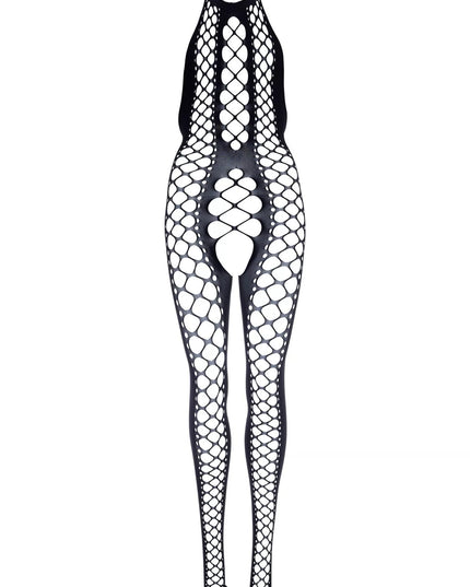 Leg Avenue seksuali juoda languota viso kūno kojinė Backless