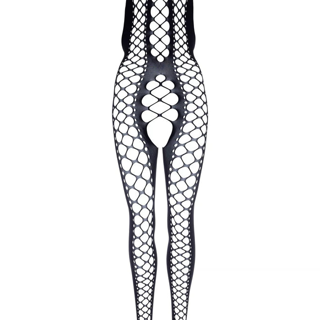 Leg Avenue seksuali juoda languota viso kūno kojinė Backless