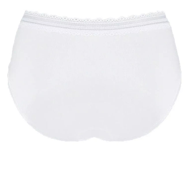 Sloggi 44(XXL) dydžio moteriškos baltos spalvos kelnaitės Feel Natural Lace Midi C2P
