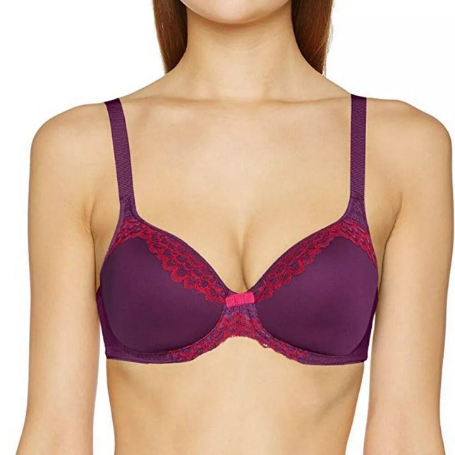 Triumph 80G violetinės spalvos su raudonais nėriniais liemenėlė Beauty-Full Darling WP
