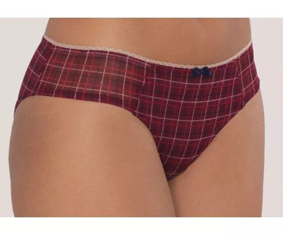 Beedees 40(L)  dydžio bordo spalvos languotos kelnaitės BeeCasual IA 9160 Hipster