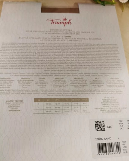 Triumph L(40) dydžio 15DEN kūno spalvos prisegamos kojinės 28076 Sand