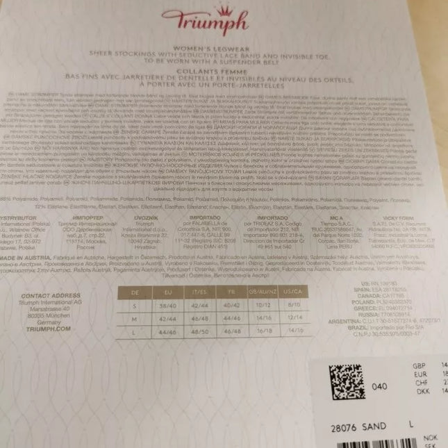 Triumph L(40) dydžio 15DEN kūno spalvos prisegamos kojinės 28076 Sand