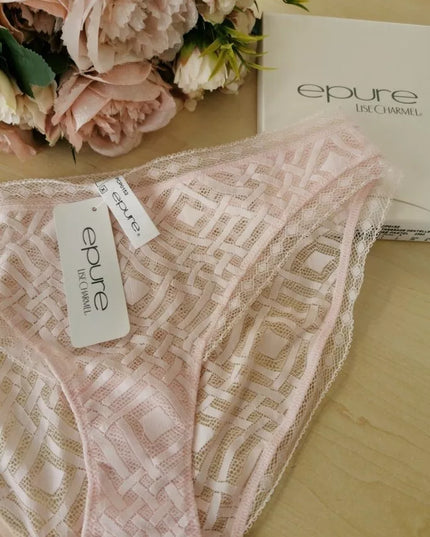 EPURE Lise Charmel 38(M) dydžio rausvos spalvos prabangios neriniuotos kelnaitės Tressage Dentelle
