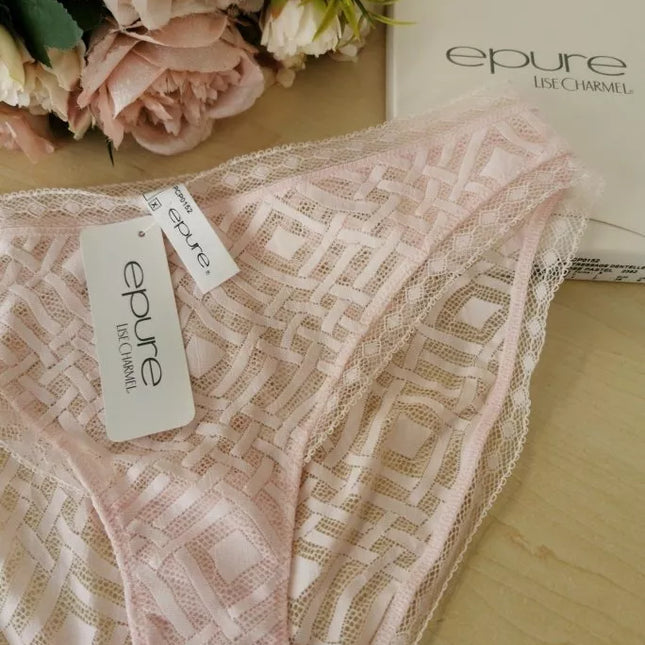 EPURE Lise Charmel 38(M) dydžio rausvos spalvos prabangios neriniuotos kelnaitės Tressage Dentelle