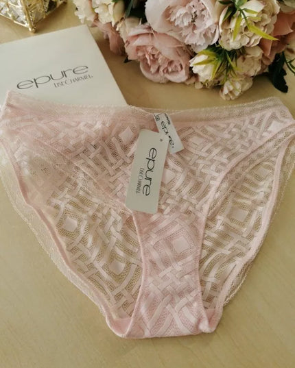 EPURE Lise Charmel 38(M) dydžio rausvos spalvos prabangios neriniuotos kelnaitės Tressage Dentelle