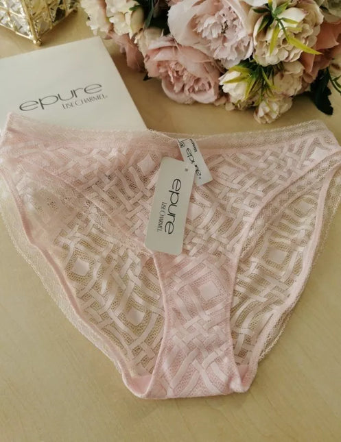EPURE Lise Charmel 38(M) dydžio rausvos spalvos prabangios neriniuotos kelnaitės Tressage Dentelle