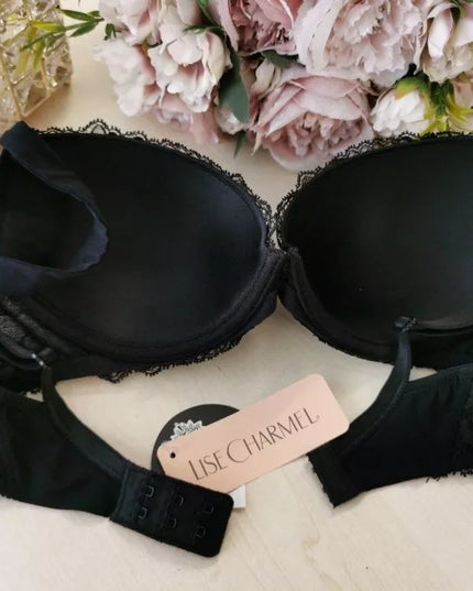 Lise Charmel 70D dydžio juodos spalvos neriniuota liemenėlė Orchid Dentelle Design