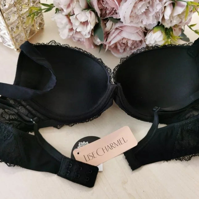 Lise Charmel 70D dydžio juodos spalvos neriniuota liemenėlė Orchid Dentelle Design