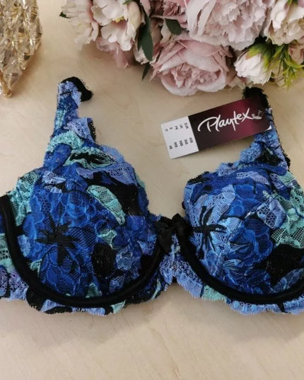 Playtex Flower Elegance 75C 95C 85C 90C 85B 80C 80B 100C 90B dydžio marga mėlyna neriniuota liemenė P5832