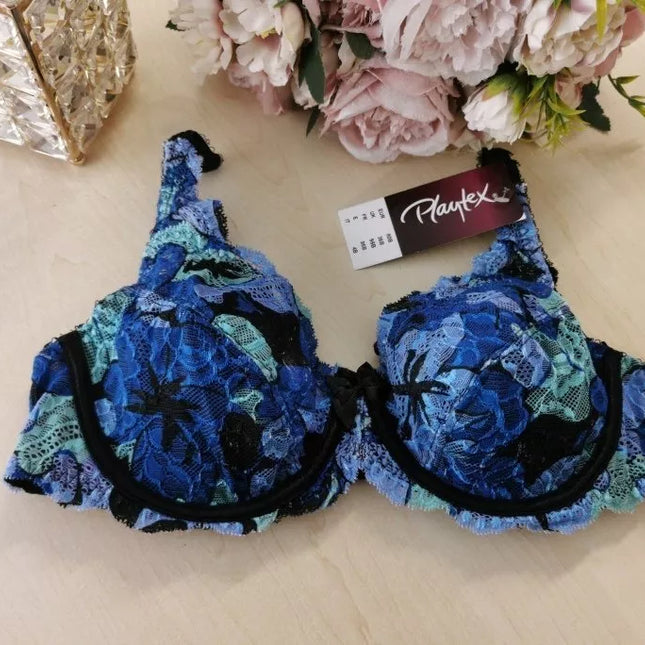 Playtex Flower Elegance 75C 95C 85C 90C 85B 80C 80B 100C 90B dydžio marga mėlyna neriniuota liemenė P5832