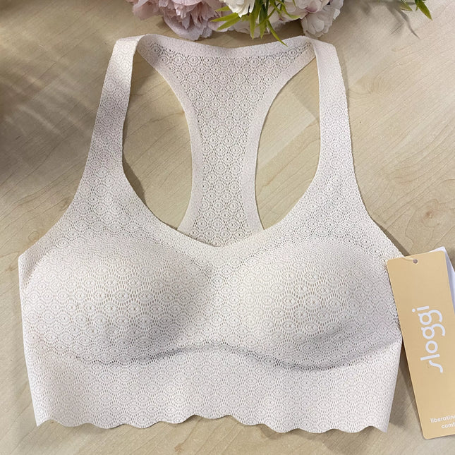 Sloggi XS(34) dydžio baltos spalvos sportinė liemenėlė ZERO Feel Lace Top