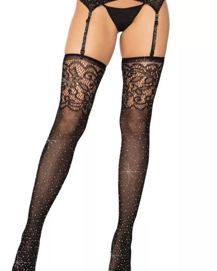 Leg Avenue seksualios juodos kojinės su blizgučiais