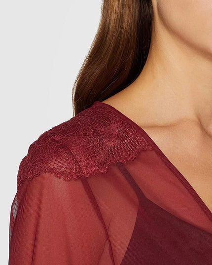 Triumph 36(S) 40(L) dydžio bordo spalvos moteriškas trumpas chalatas Lace Spotlight ROBE 02