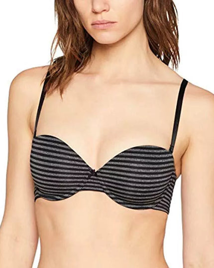 BeeDees 85A 80B 75A juoda/pilka  dryžuota liemenėlė New day WDP