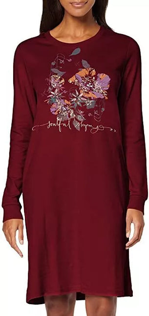 Triumph 36  38  42  44  46  48 dydžio bordo spalvos  medvilniniai naktinukai ilgomis rankovėmis Nightdresses NDK CHARACTER