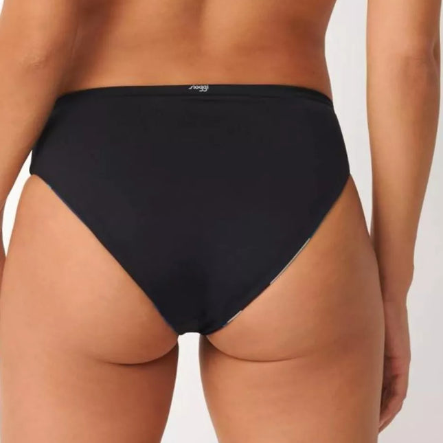 sloggi L(40) M(38) XL(42) dydžio dviejų dalių mėlynas margas maudymosi kostiumėlis shore Flower Horn P Tanga