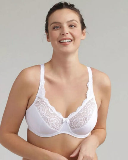 Playtex Flower Elegance 80D 80C 90E 85C 90C 75B 75C 85E 95B 95D 80E 80B 95C 90D 85D 85B 75D 90B dydžio balta neriniuota liemenė P0717 White
