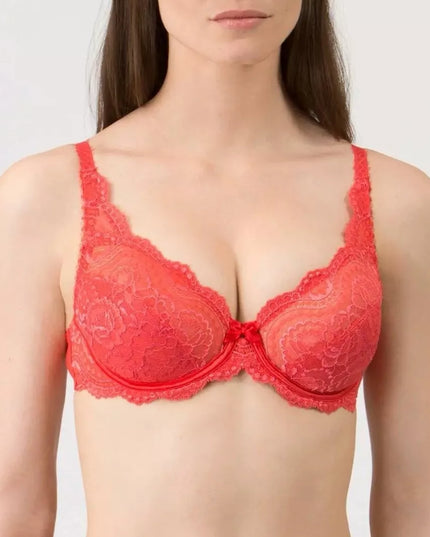 Playtex Flower Elegance 80B dydžio tamsiai raudonos spalvos neriniuota liemenė P5832