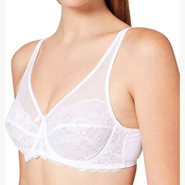 Playtex Flower Elegance 80E - 90C - 80C - 80D dydžio baltos spalvos neriniuota liemenė P08H4 white