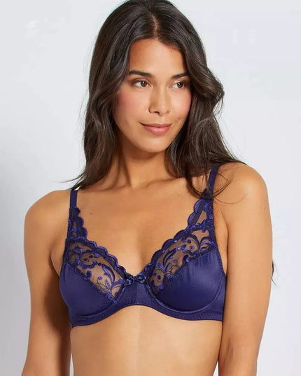Playtex Flower Elegance 80D dydžio tamsiai mėlynos spalvos neriniuota liemenė P0A6A