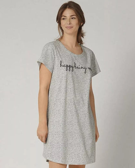 Triumph 36(S) 38(M) 40(L) 42(XL)  44(XXL) 46(XXXL) 48(XXXXL) dydžio juodos spalvos medvilniniai naktinukai trumpomis rankovėmis Nightdresses NDK 01 X