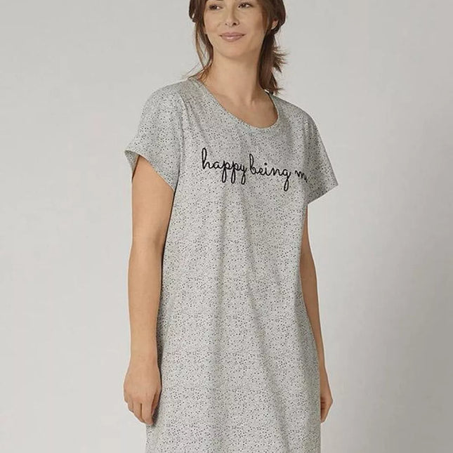 Triumph 36(S) 38(M) 40(L) 42(XL)  44(XXL) 46(XXXL) 48(XXXXL) dydžio juodos spalvos medvilniniai naktinukai trumpomis rankovėmis Nightdresses NDK 01 X