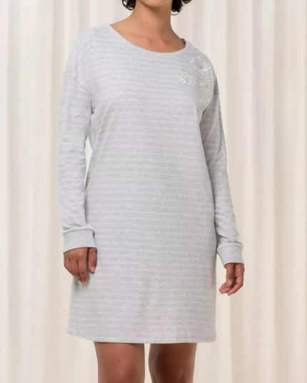 Triumph 38(M) 40(L) 42(XL) 44(XXL) šviesiai pilkos spalvos  medvilniniai naktinukai ilgomis rankovėmis Nightdresses NDK LSL 10 X