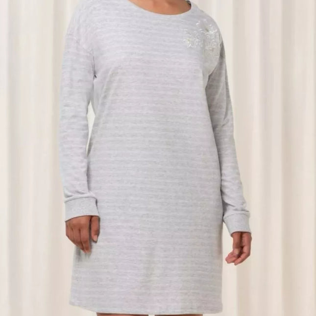 Triumph 38(M) 40(L) 42(XL) 44(XXL) šviesiai pilkos spalvos  medvilniniai naktinukai ilgomis rankovėmis Nightdresses NDK LSL 10 X