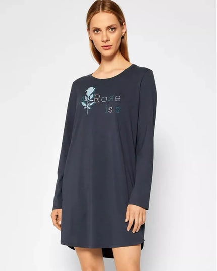 Triumph 44(XXL) dydžio melsvos spalvos  medvilniniai naktinukai ilgomis rankovėmis Nightdresses NDK 02 LSL