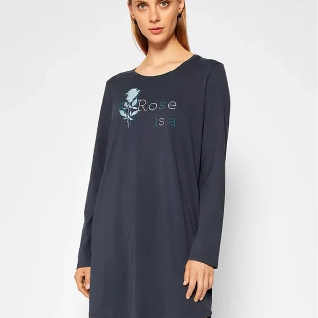 Triumph 44(XXL) dydžio melsvos spalvos  medvilniniai naktinukai ilgomis rankovėmis Nightdresses NDK 02 LSL