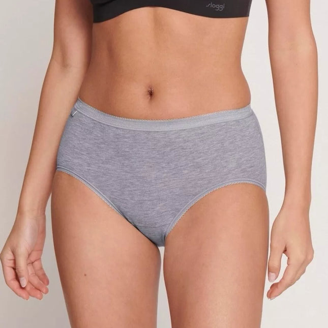 Sloggi 40(L) dydžio moteriškos pilkos spalvos kelnaitės Basic + Midi C3P