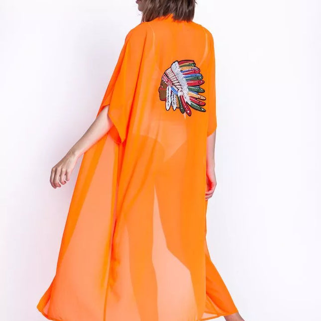 ShaSha oranžinis paplūdimio kimono Indian summer