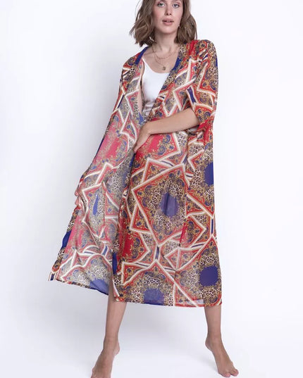 ShaSha margas paplūdimio kimono Leopard