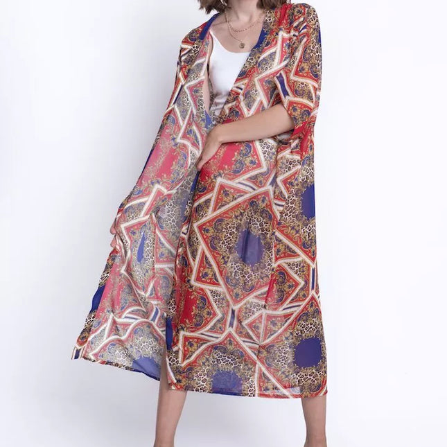 ShaSha margas paplūdimio kimono Leopard