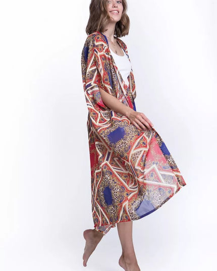 ShaSha margas paplūdimio kimono Leopard