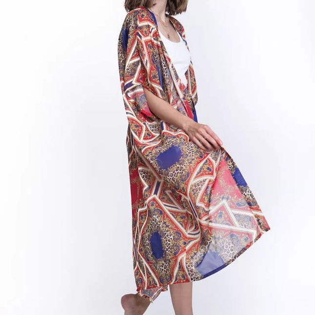 ShaSha margas paplūdimio kimono Leopard