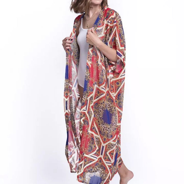 ShaSha margas paplūdimio kimono Leopard