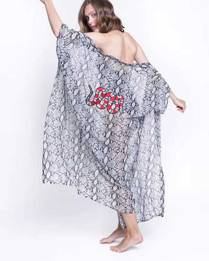 ShaSha pitono rašto paplūdimio kimono Snake