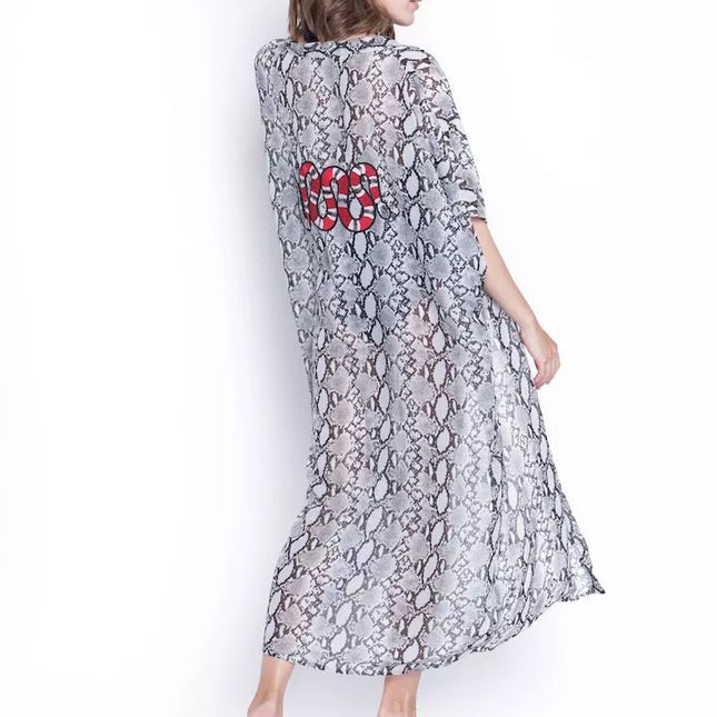 ShaSha pitono rašto paplūdimio kimono Snake