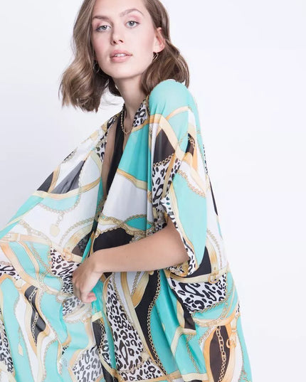ShaSha margas paplūdimio kimono su aplikacija Tiger