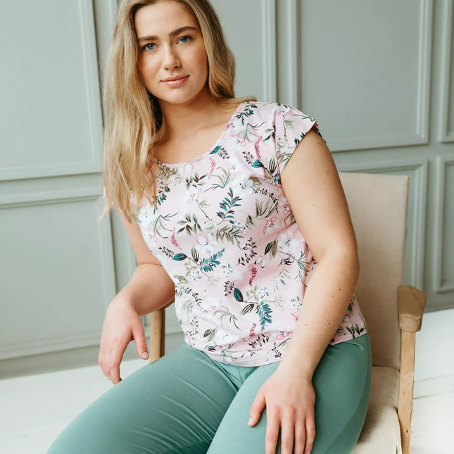 Shasha patogus PANSY moteriškas 2 dalių medvilninis naktinukų komplektas su šortais